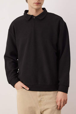 Yesil Yeni Oversize/Genis Kesim Polo Yaka Kal?n C?tc?tl? Sweatshirt TMNAW26SW00051 - Trendyolmilla фото 15