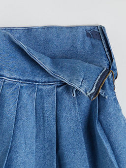 Basic Pileli K?z ?ocuk Jean Etek