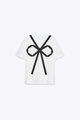 T-SHIRT WITH CONTRAST BOW - Zara фото 5