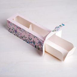 Цена за 5 шт. Коробка для макарун, кондитерская упаковка, «Для хорошего настроения» 18 х 5.5 х 5.5 см