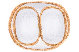 Набор 3 плетеных корзин 1 корзинка 30*25*14 см, 2 корзинки 22*14*12 см, белый - Elan gallery фото 5