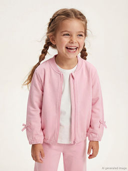 Fiyonk Detayl? K?z ?ocuk Fermuarl? Sweatshirt