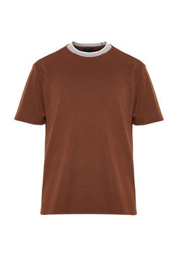TRENDYOL MAN Premium Tas Oversize/Genis Kesim Triko Bantl? Dokulu Pike T-Shirt TMNSS23TS00079 - Trendyolmilla фото 7