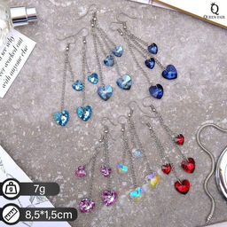 Серьги из стекла Яркий день сердце, цвет МИКС