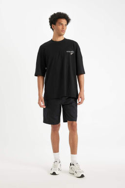 Свободная футболка с круглым вырезом и короткими рукавами с принтом на спине - Defacto фото 3