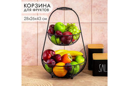 Корзина для фруктов 28*26,5*43 см Черная двухъярусная