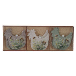 Набор из 6-ти изделий декоративных подвесных "Курица/Петух" (7,5*0,5*7,5), L25 W9 H1,5 см