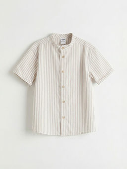 Hakim Yaka K?sa Kollu ?izgili Erkek ?ocuk G?mlek