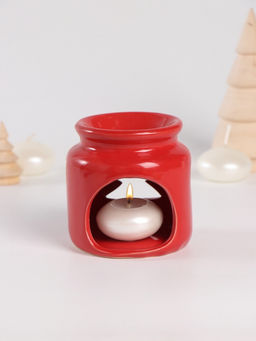 Набор: аромалампа для эфирных масел, мелтсы из воска ароматические Ёлочка, красная, 7.5?7.5?8 см