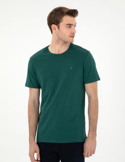Koyu Ye_il %100 Pamuk Slim Fit Bisiklet Yaka Basic Ti__rt - Pierre cardin фото 3