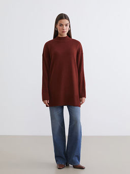 Yar?m Bal?k?? Yaka Kad?n Triko Tunik