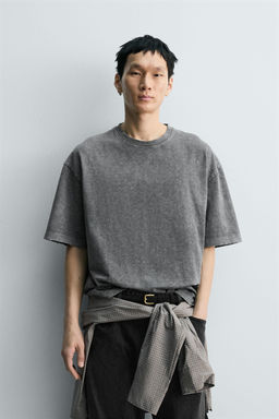 CAMISETA RELAXED FIT ESTRUCTURA FLAM? LAVADO / Antracita oscuro - Zara фото 10