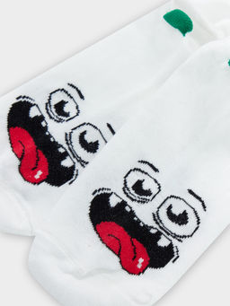 Цена за 5 пар! Носки детские белые с рисунком в виде мордочки монстра - Mark formelle фото 5