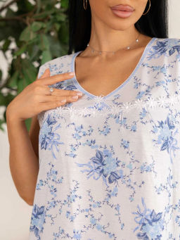 Ночная сорочка женская, цвет белый голубой