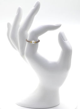 Кольцо из бисера с майоркой, цвет мокко