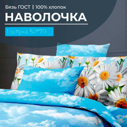 Наволочка 50*70 см, бязь ГОСТ, на клапане (Воздушные ромашки )
