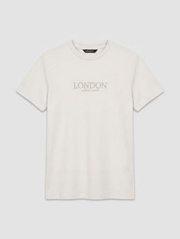 Bisiklet Yaka London Bask?l? Kad?n Ti??rt