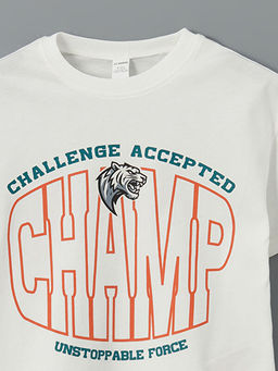 Yaz? Bask?l? Pamuklu Erkek ?ocuk Ti??rt