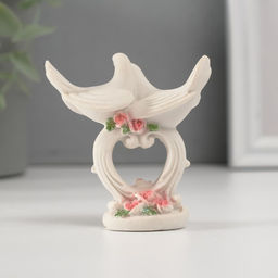 Фигурка полистоун «Голуби на ажурной подставке с розовыми розами», 6×6.3×3 см