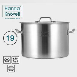 Кастрюля Hanna Knövell, 19 л, d=32 см, толщина стенки 0.8 мм, с крышкой, нержавеющая сталь, хромированная