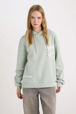 Женский толстый свитшот с капюшоном и принтом Cool SmileyWorld Oversize, широкий крой - Defacto фото 3