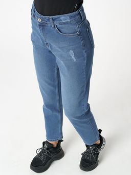 Джинсы женские прямые с высокой талией синего цвета 536_20S - Mtforce фото 6