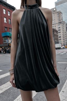 VELVET BUBBLE HEM MINI DRESS - Zara фото 2