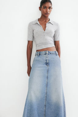 Falda denim de corte evase