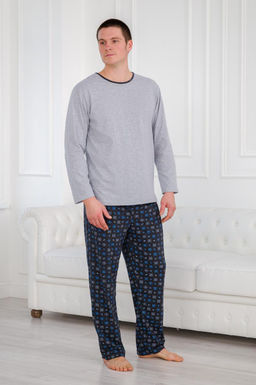 Пижама мужская из футболки с длинным рукавом и брюк из кулирки Генри антрацит макси - Амадэль фото 10