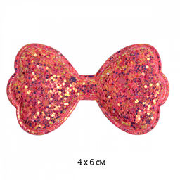 Аппликации пришивные c глиттером арт.TBY.2168 Бантик цв.розовый 4х6см, уп.20 шт.