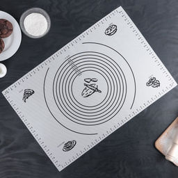 Коврик для выпечки и раскатки теста с разметкой, армированный Эрме, силикон, 59.5?40 см, белый