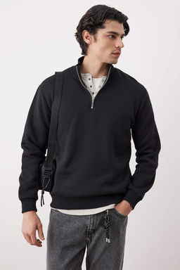 Siyah Regular/Normal Kesim Dik Yaka Kal?n Ici Polarl? Sweatshirt TMNAW26SW00021 - Trendyolmilla фото 2