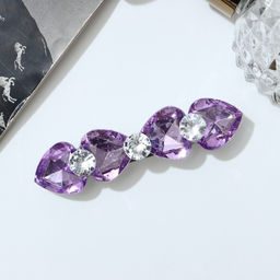 Цена за 4 шт. Заколка - автомат для волос «Грани», сердечки, 8 см, МИКС