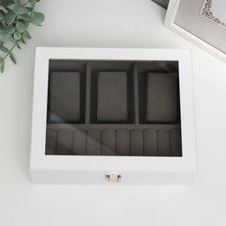 Шкатулка дерево под часы 3 деления и бижутерию Белоснежная 7,4х18х22 см - Simaland фото 3