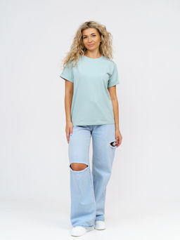 Футболка Хлопок 95%, лайкра 5% Классика аква - Ивассорти фото 3