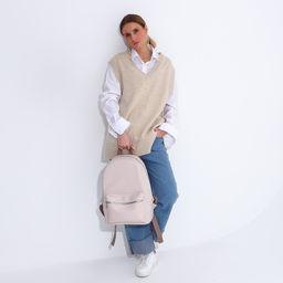 Рюкзак женский из искусственной кожи на молнии TEXTURA, цвет бежевый  фото 7