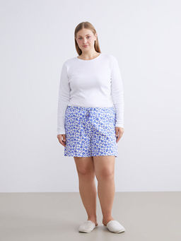 Beli Lastikli ?i?ekli Kad?n ?ort Pijama Alt?