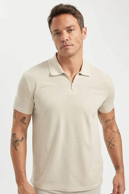 New Regular Fit Fermuarl? K?sa Kollu Basic Duz Polo Tisort - Defacto фото 3