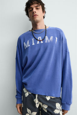 CAMISETA ESTRUCTURA WAFFLE MIAMI / Azul