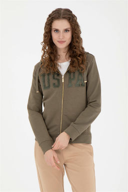 Женский базовый свитшот цвета хаки Неожиданная скидка в корзине