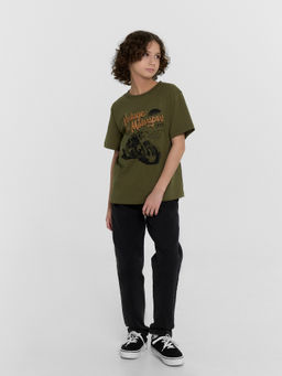 Футболка для мальчиков зеленая с принтом и надписью Vintage motosport - Mark formelle фото 3