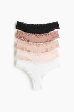 Pack de 5 bragas Brazilian de microfibra y encaje - H&m фото 3