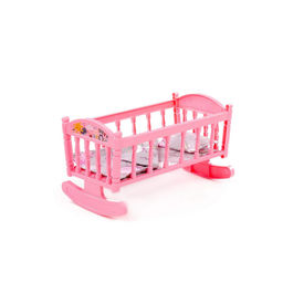 Кроватка-качалка сборная для кукол №4, в собр. виде 34*20,3*19,5см, розовая, с комплектом постельно белья (24040) в пакете, Полесье