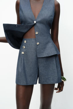 BUTTON DETAIL BERMUDA SHORTS IN A LINEN BLEND - Zara фото 11