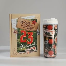 Подарочный набор 23 февраля, ежедневник в твердой обложке А5, 80 л, термостакан 350 мл - Artfox фото 3