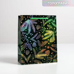 Цена за 9 шт. Пакет голография вертикальный «Шишки», MS 23 × 18 × 10 см