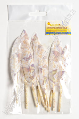 Перья декоративные 15*2,2 см (10 шт) "Бабочки"