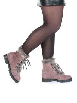 04-AH25-3 BROWN Ботинки зимние женские (натуральная замша, натуральный мех) - Фабричный китай фото 2