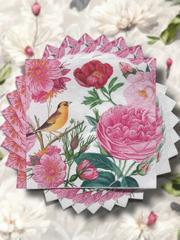 Салфетки бумажные Bouquet Home Collection Classic 33х33см, 3-х слойные, 20 штук в упаковке, 100% целлюлоза, Розы с птичкой (Россия)  фото 5