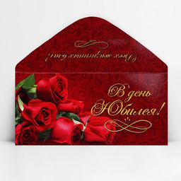 Цена за 10 шт. Конверт для денег «В день юбилея», 16.5×8 см